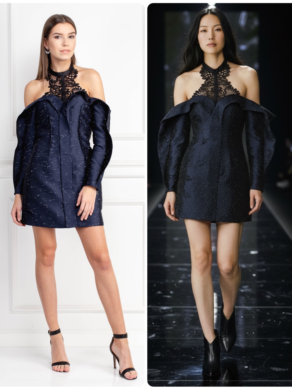 Self-Portrait Ny Fashion Week Midnight Navy Lace Halter Mini Dress Nwt $859